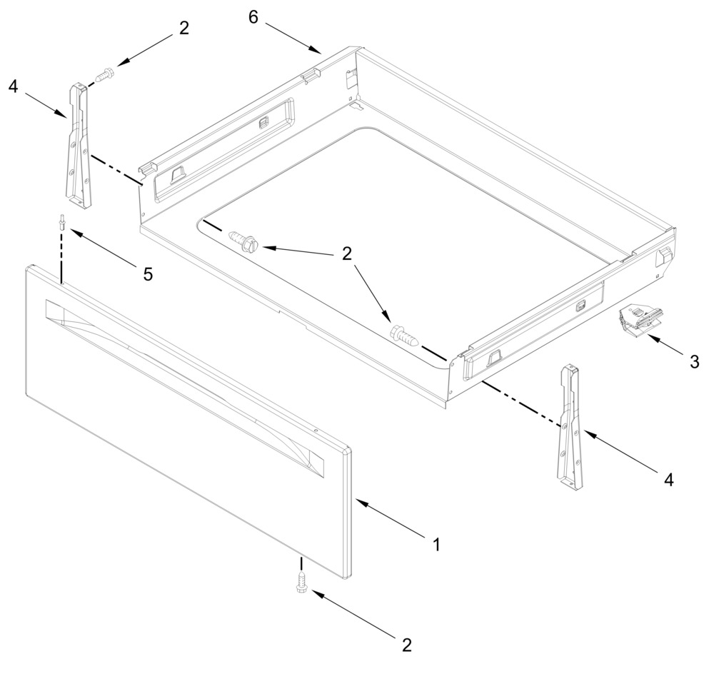 Drawer Parts Diagram and Parts List for YWSES5030SW0  Whirlpool Range