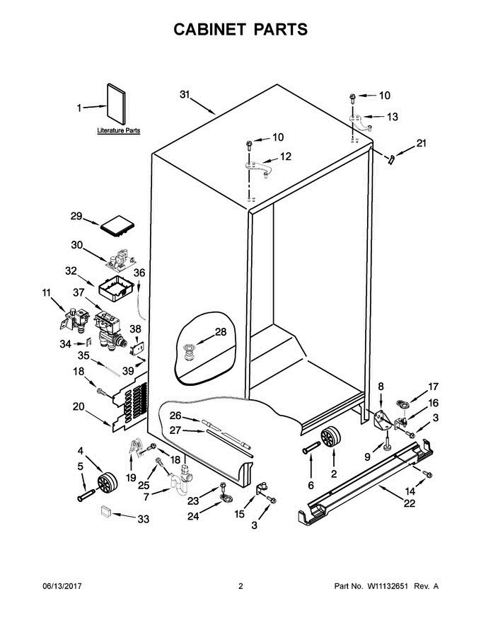 02 - Cabinet Parts Diagram and Parts List for WRS586FLDM03  Whirlpool Refrigerator