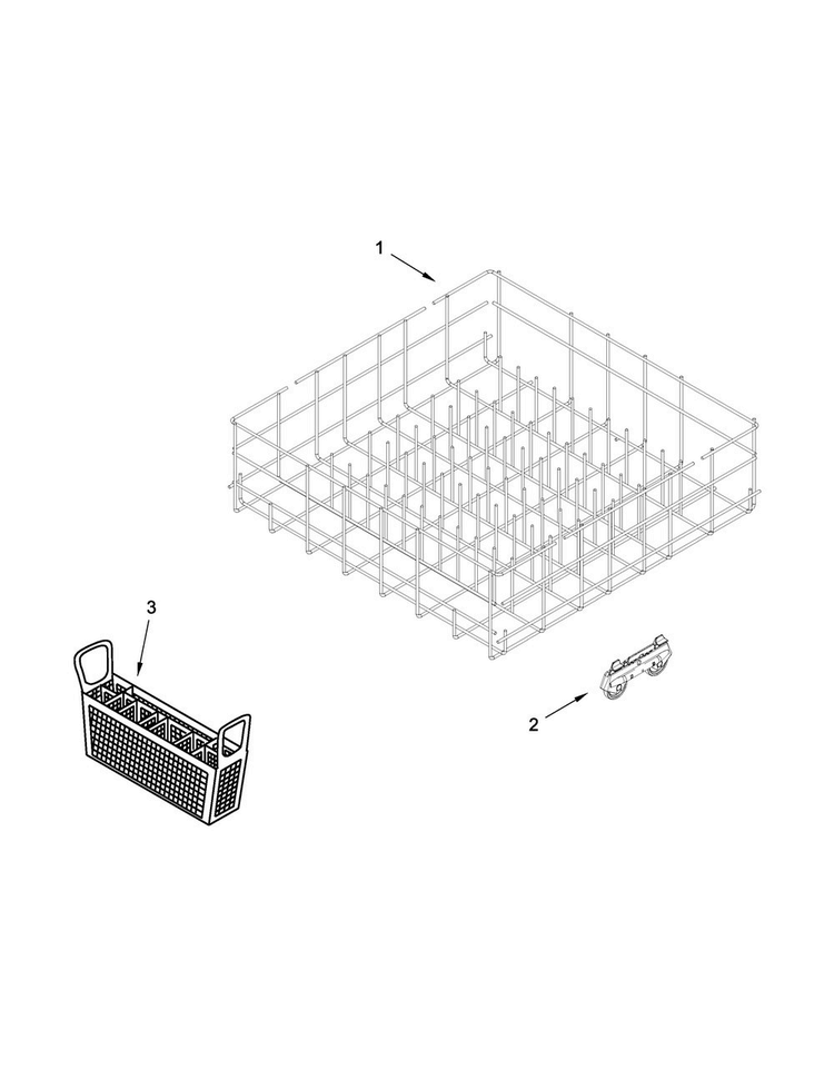 Lower Rack Parts Diagram and Parts List for WDF120PAFT0  Whirlpool Dishwasher