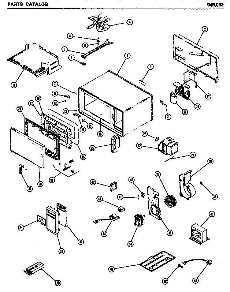 01 - Page 1 Diagram and Parts List for 945002  Whirlpool Microwave
