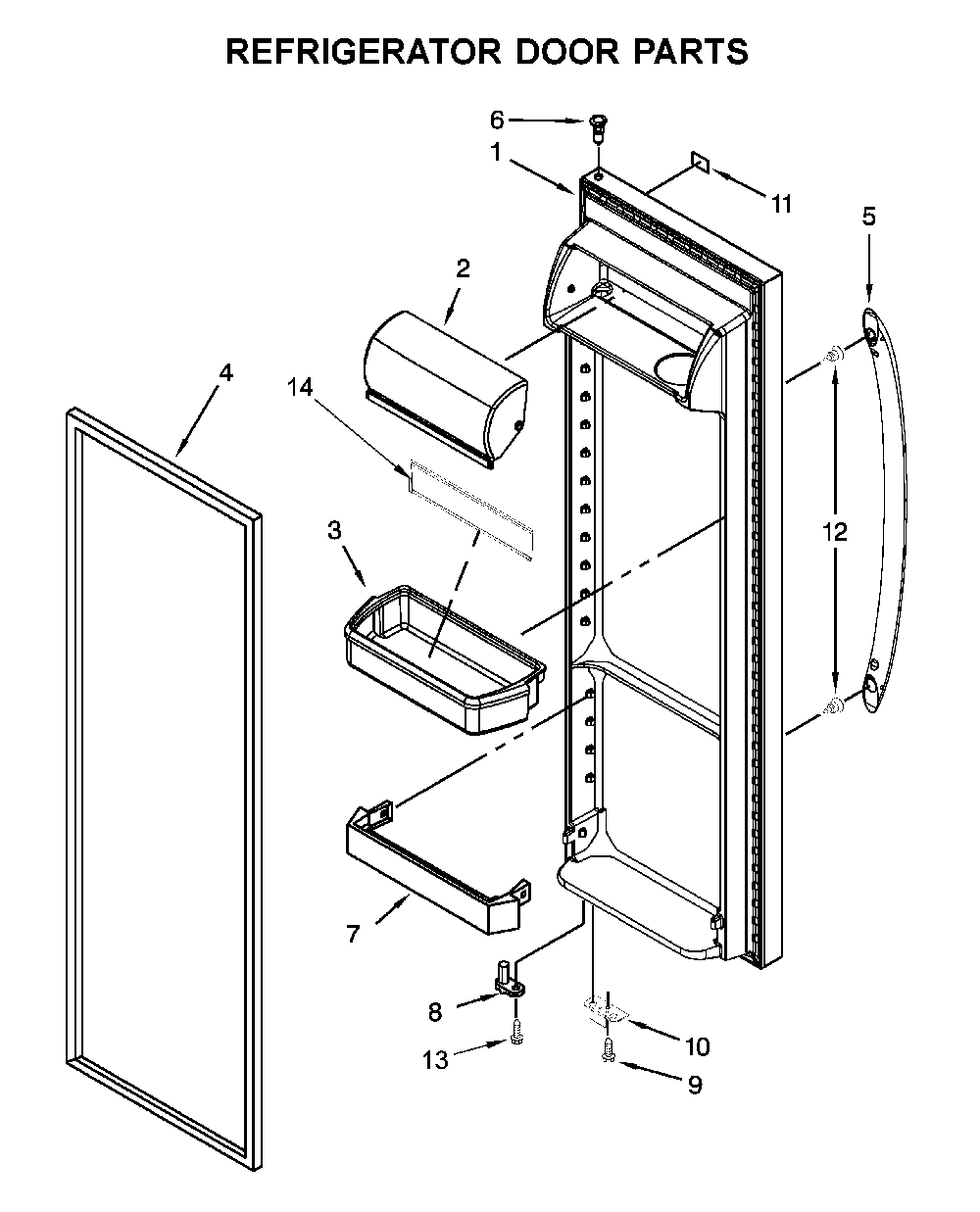 Refrigerator door parts Diagram and Parts List for 10651113710  Kenmore Refrigerator