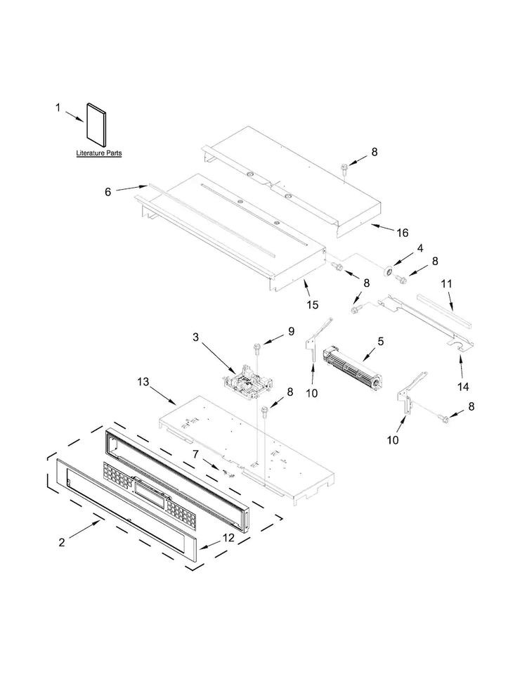 Control Panel Parts Diagram and Parts List for KOSE500EWH00  KitchenAid Wall Oven
