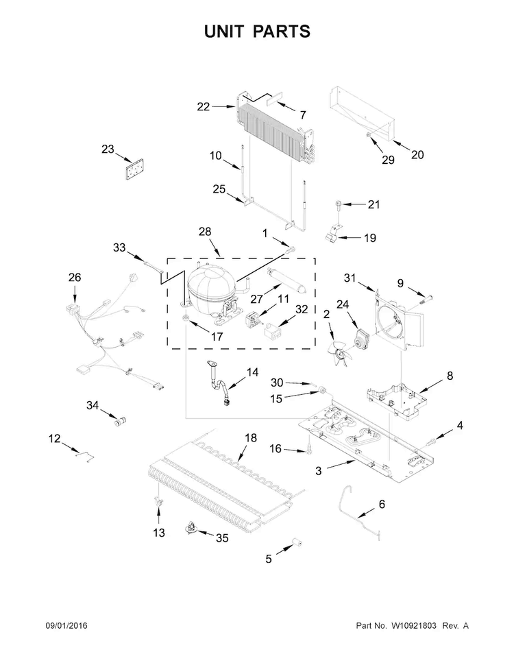 Unit Parts Diagram and Parts List for WRX735SDBH01  Whirlpool Refrigerator