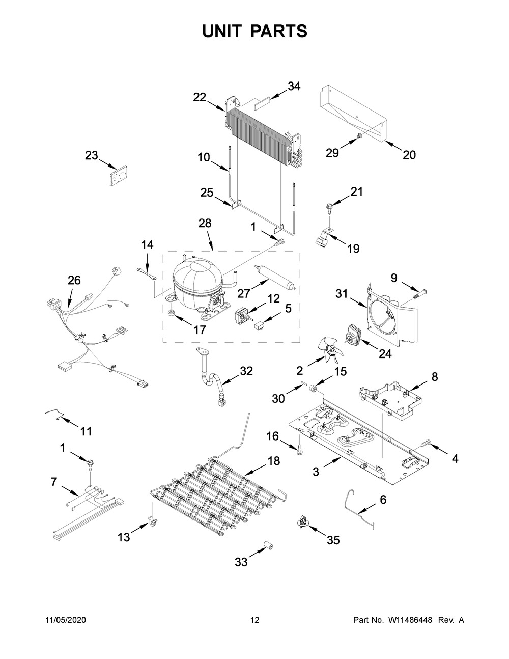 Unit Parts Diagram and Parts List for WRF535SWHZ05  Whirlpool Refrigerator