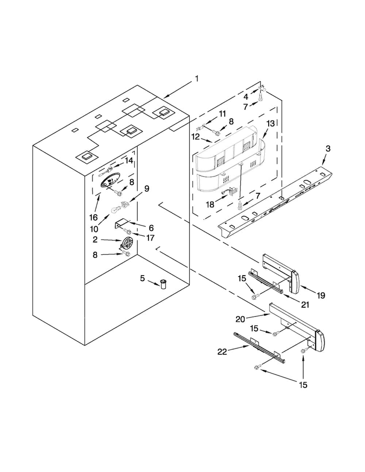 Refrigerator Liner Parts Diagram and Parts List for KBRO36FTX08  KitchenAid Refrigerator