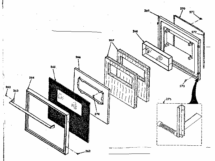 Lower Black Glass Door Diagram and Parts List for 8504277260  Kenmore Range