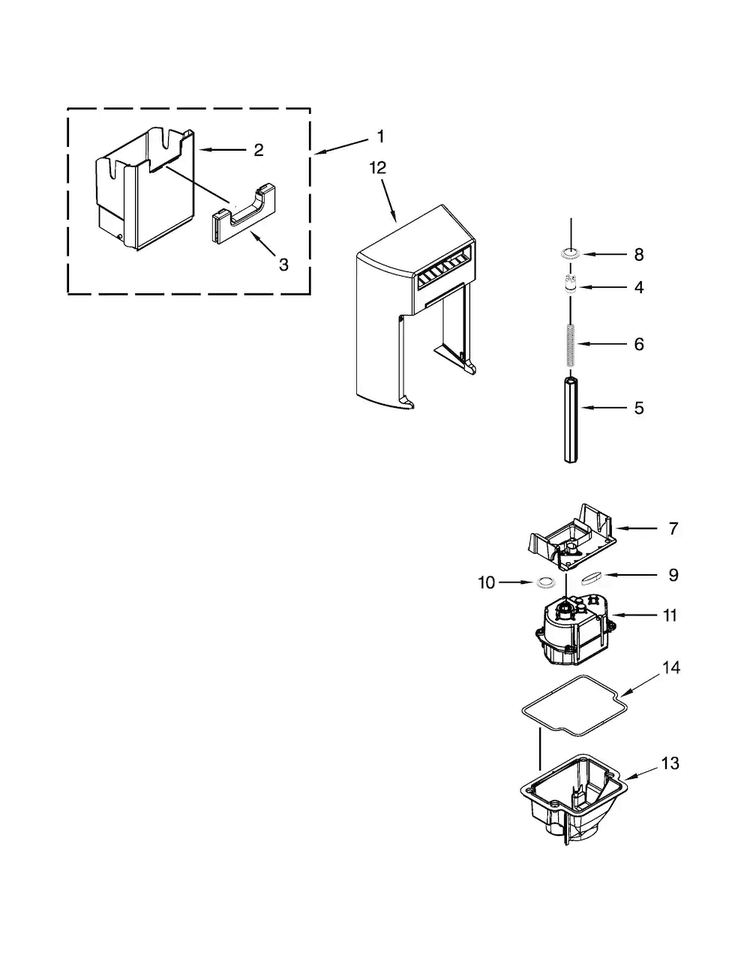 Motor And Ice Container Parts Diagram and Parts List for KSC24C8EYY03  KitchenAid Refrigerator