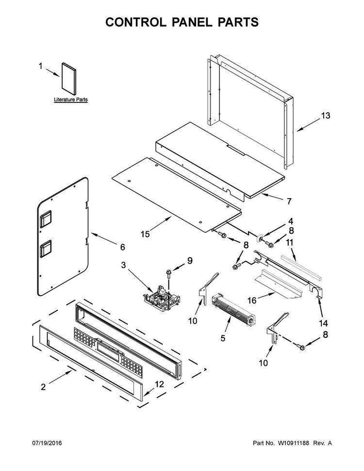 Control Panel Parts Diagram and Parts List for KOCE507EBS02  KitchenAid Microwave