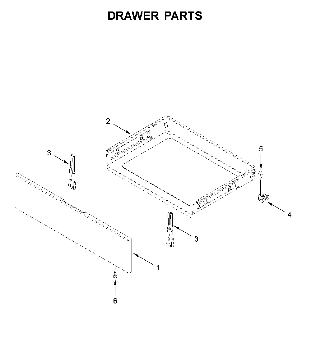 Drawer parts Diagram and Parts List for WFE320M0JS0  Whirlpool Range