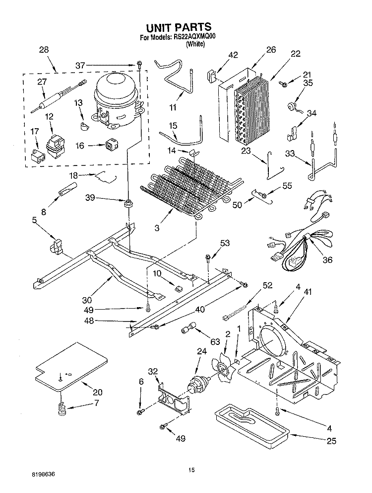 UNIT PARTS Diagram and Parts List for RS22AQXMQ00  Roper Refrigerator