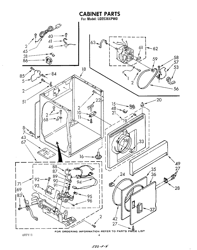 CABINET Diagram and Parts List for LG5536XPW0  Whirlpool Dryer