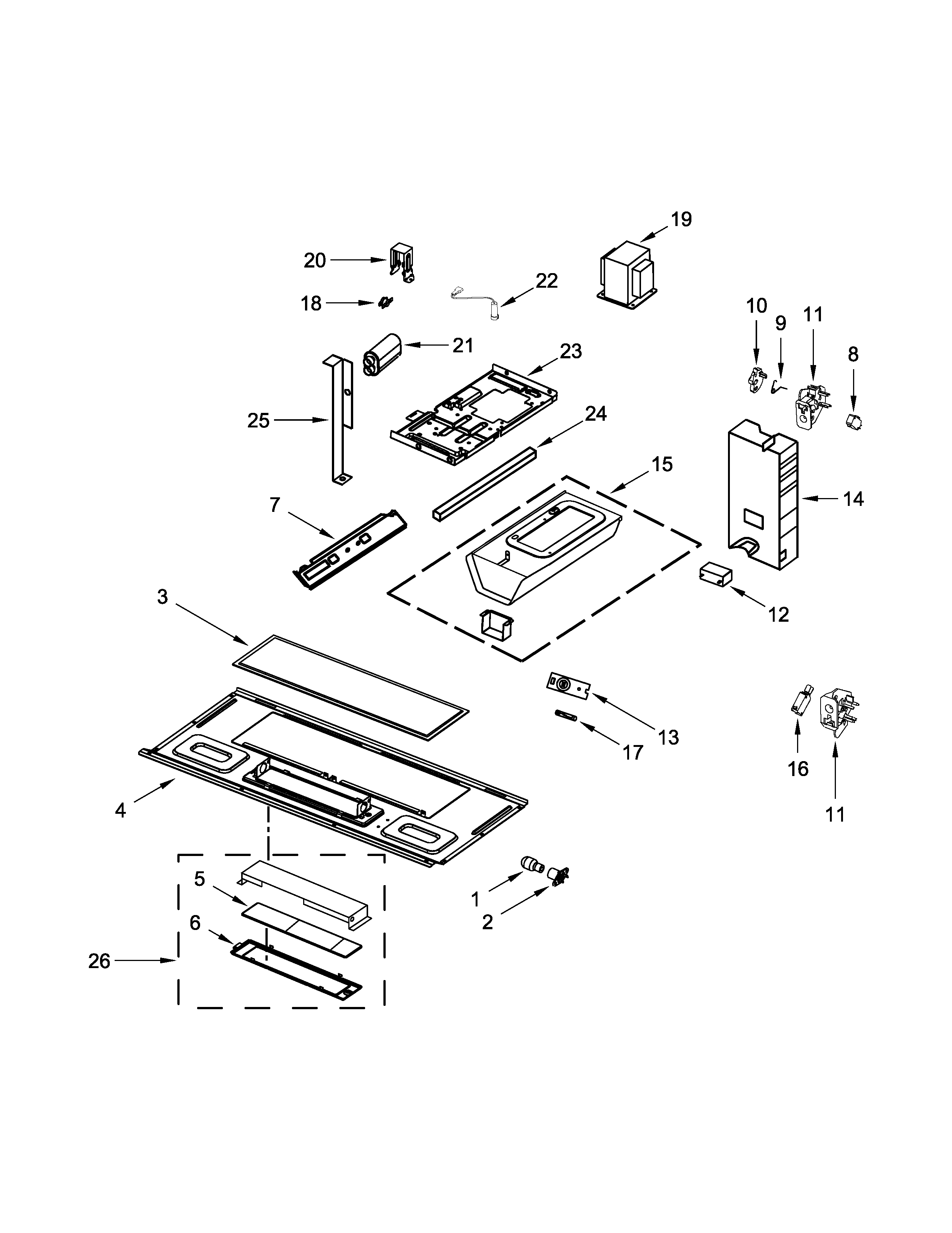 Interior And Ventilation Parts Diagram and Parts List for IMH160DW1  Whirlpool Microwave