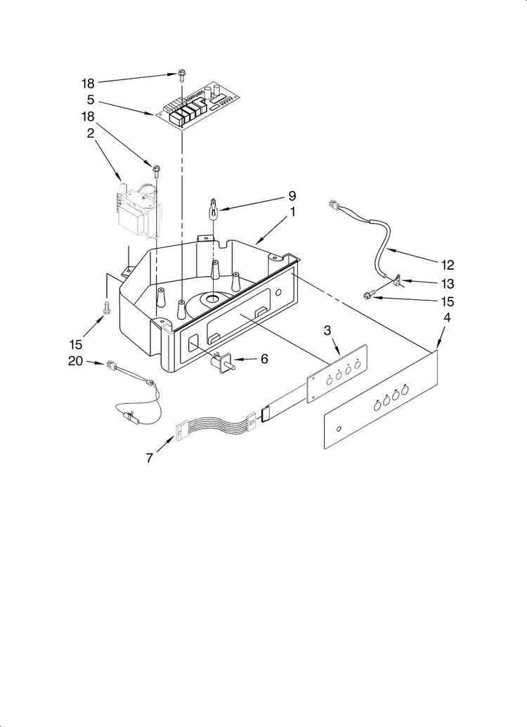 Control Panel Parts Diagram and Parts List for 10689583700  Kenmore Ice Maker
