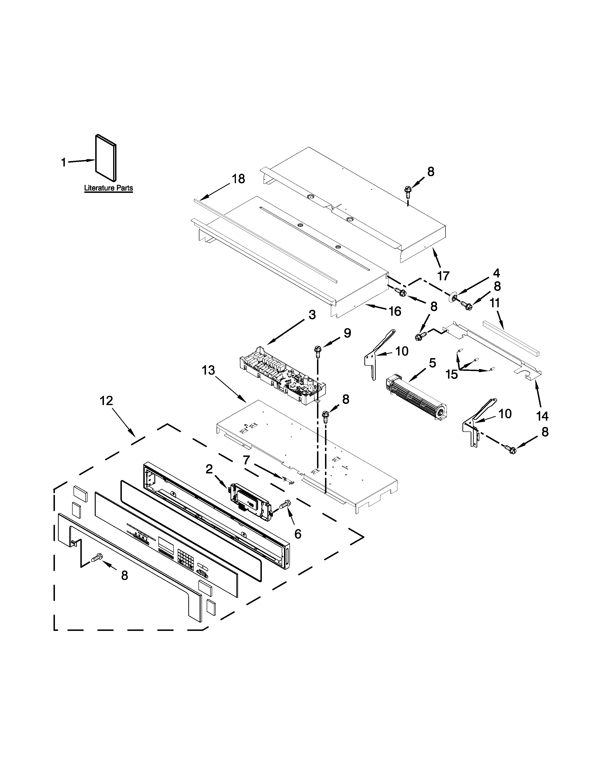 Control Panel Parts Diagram and Parts List for IBD350DS02  Whirlpool Wall Oven