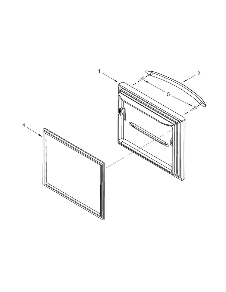 Freezer Door Parts Diagram and Parts List for KBRS19KCMS00  KitchenAid Refrigerator
