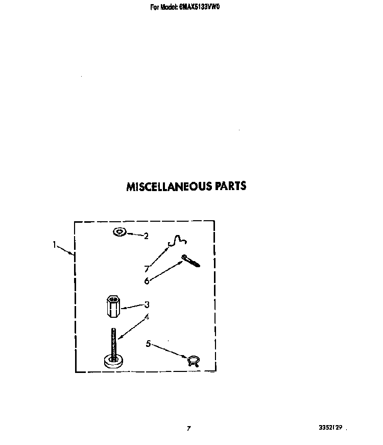 Miscellaneous Diagram and Parts List for 6MAX5133VW0  Whirlpool Washer
