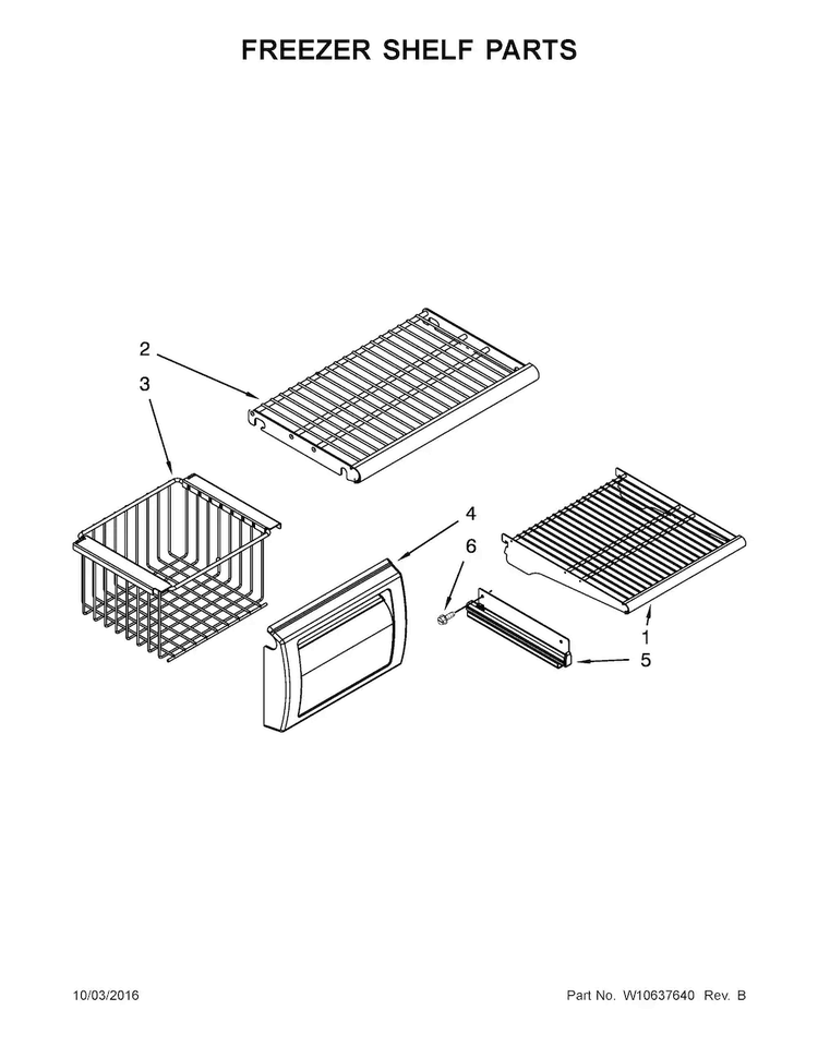 Freezer Shelf Parts Diagram and Parts List for KSSC48QVS06  KitchenAid Refrigerator