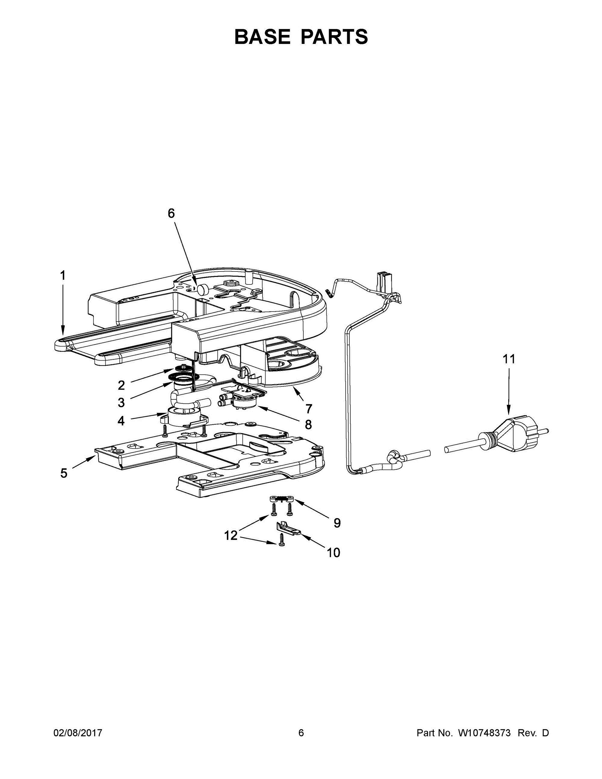 04 - BASE PARTS Diagram and Parts List for 5KES0503EMS0  Whirlpool Coffee Maker