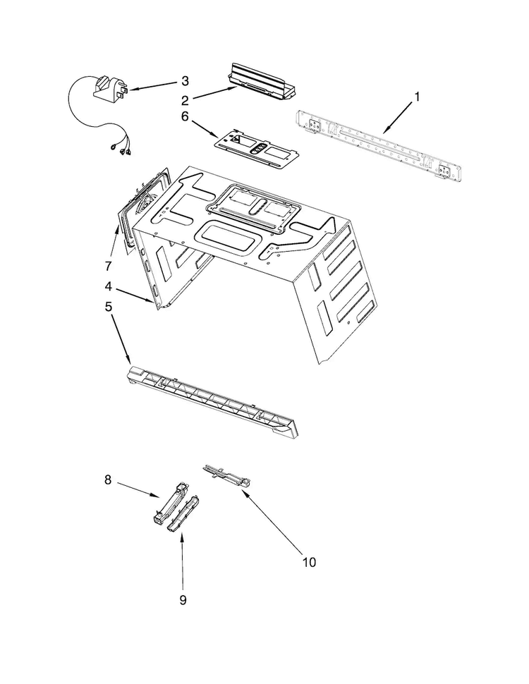Cabinet And Installation Parts Diagram and Parts List for WMH76719CH0  Whirlpool Microwave