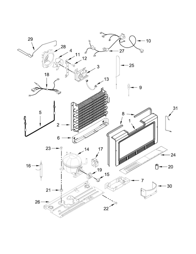 Unit Parts Diagram and Parts List for WZF79R20DW00  Whirlpool Freezer