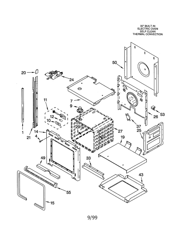 Oven Diagram and Parts List for KEBS107DBAL6  KitchenAid Wall Oven