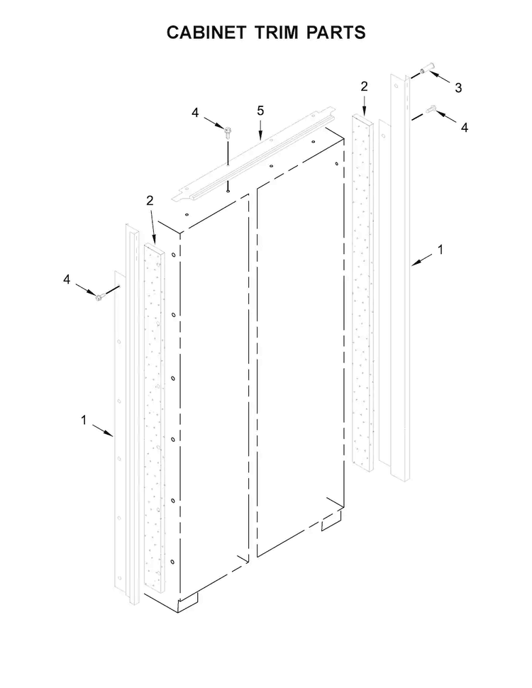 Cabinet Trim Parts Diagram and Parts List for KBSN608EBS00  KitchenAid Refrigerator