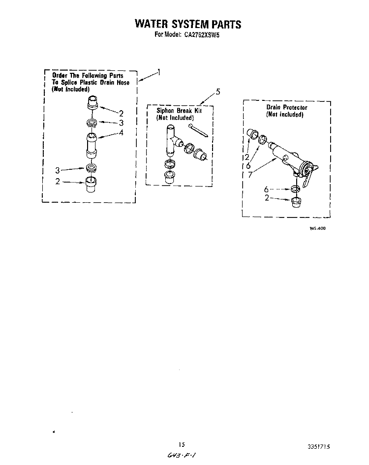 WATER SYSTEM Diagram and Parts List for CA2762XSW5  Whirlpool Washer