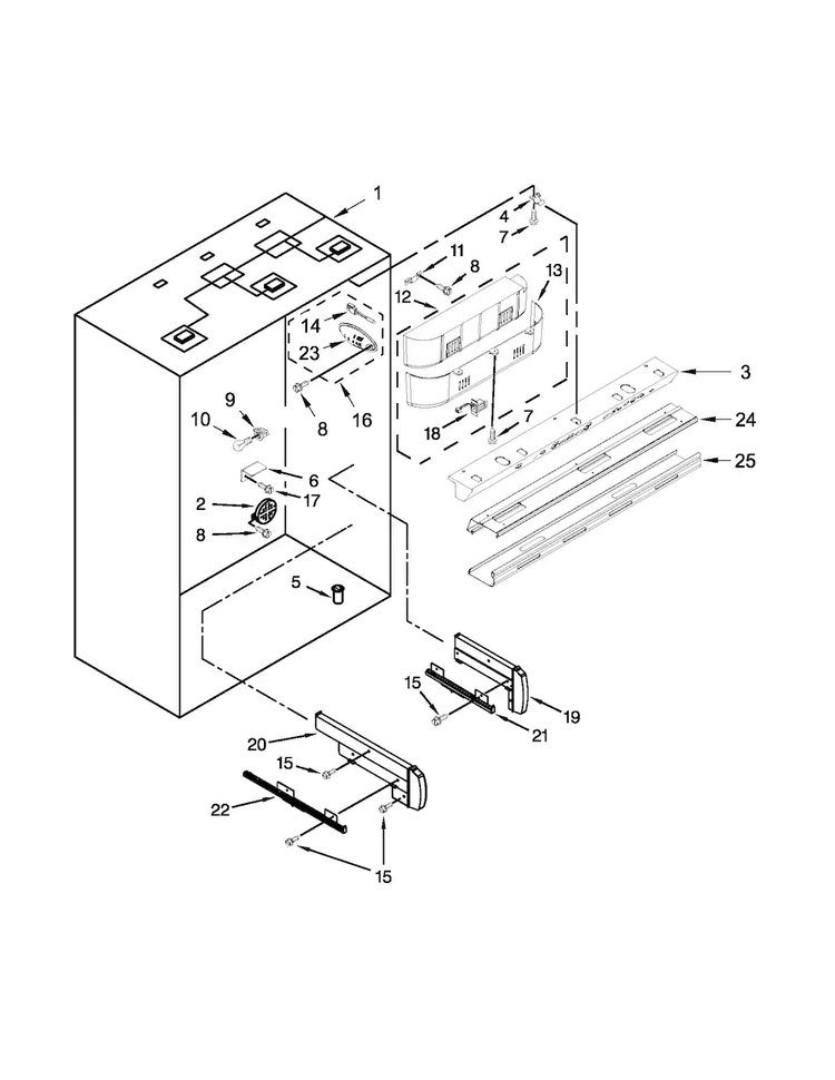 Refrigerator Liner Parts Diagram and Parts List for KBLC36FTS08  KitchenAid Refrigerator