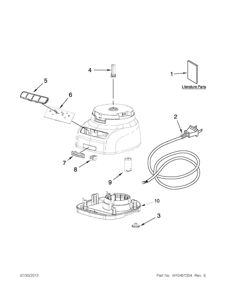 Motor And Housing Unit Diagram and Parts List for KFP0924CU0  KitchenAid Food Processor