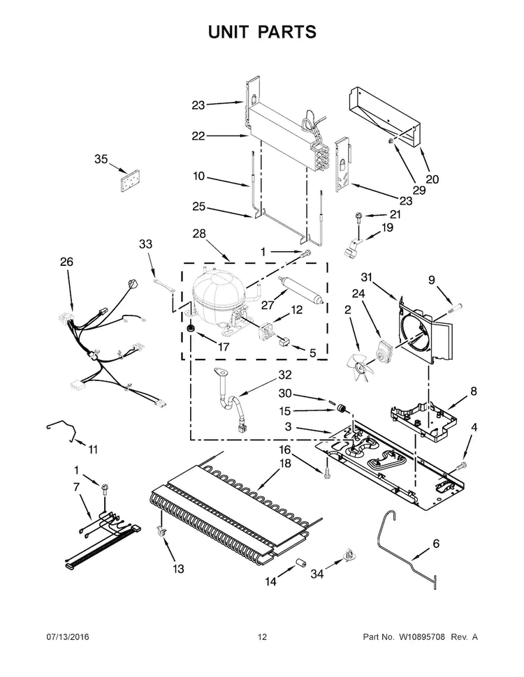 Unit Parts Diagram and Parts List for KRFF302EBS00  KitchenAid Refrigerator