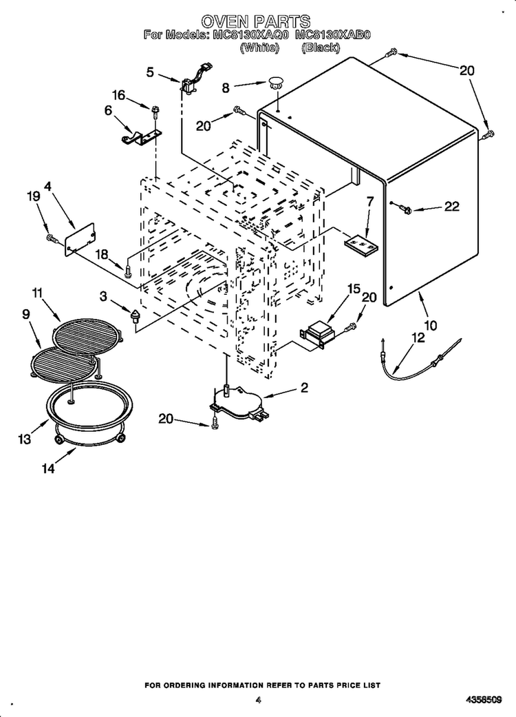 Oven Diagram and Parts List for MC810XAB0  Whirlpool Microwave