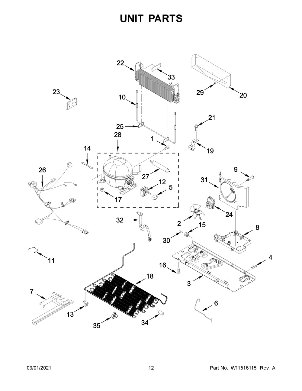 Unit Parts Diagram and Parts List for WRF535SMHB03  Whirlpool Refrigerator