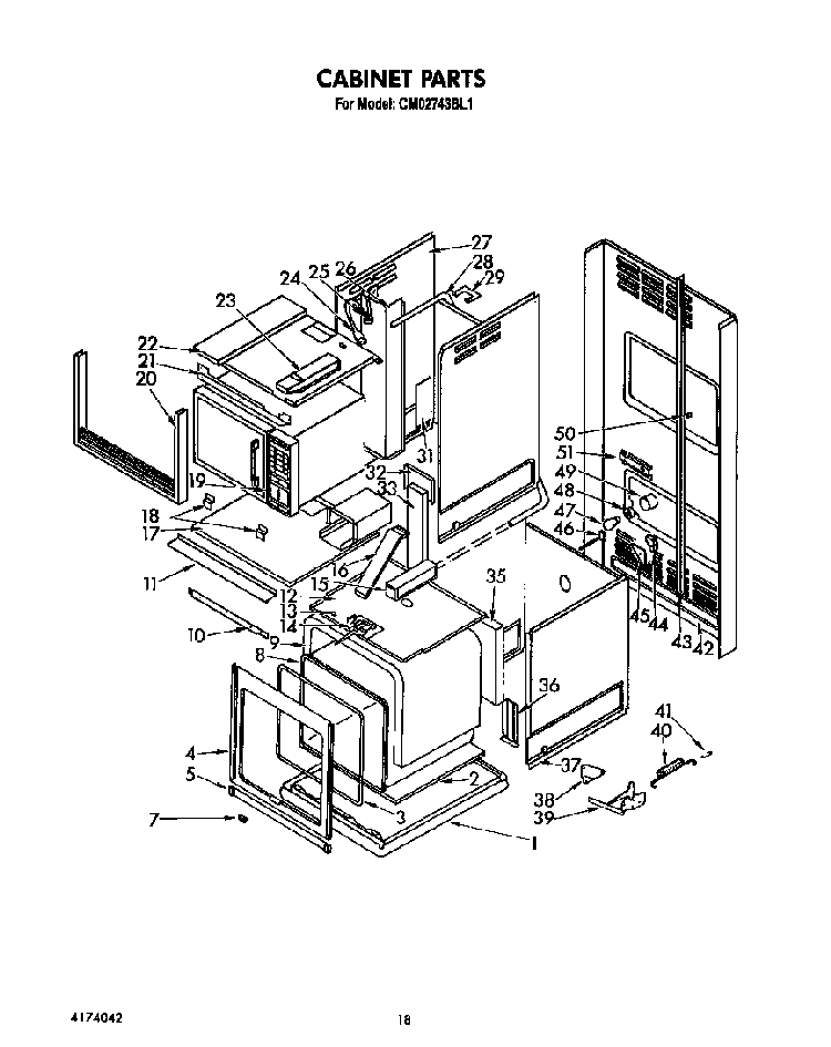 Cabinet Diagram and Parts List for CMO2743BL1  KitchenAid Microwave