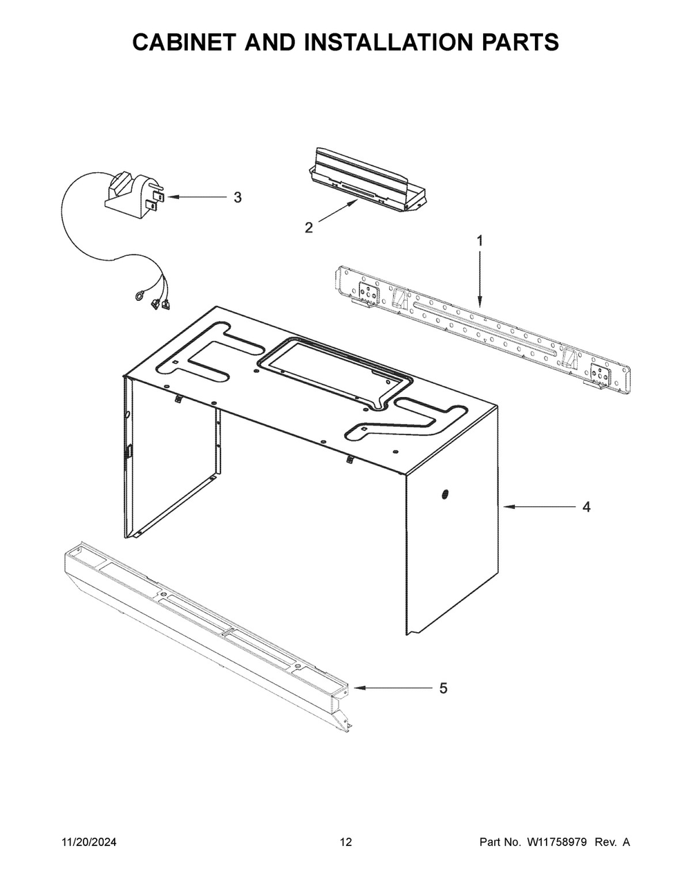 07 - Cabinet And Installation Parts Diagram and Parts List for YWMH31017HB10  Whirlpool Microwave