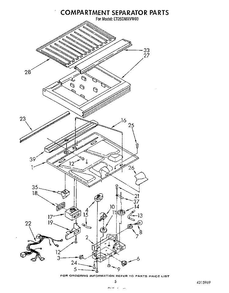 COMPARTMENT SEPARATOR Diagram and Parts List for ET25DMXVW03  Whirlpool Refrigerator
