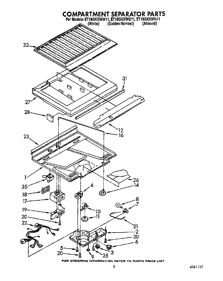 COMPARTMENT SEPARATOR Diagram and Parts List for ET18GKXWG11  Whirlpool Refrigerator