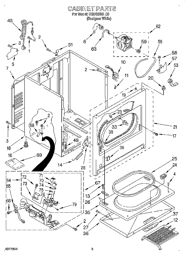 CABINET Diagram and Parts List for SGDS800HQ0  Whirlpool Dryer