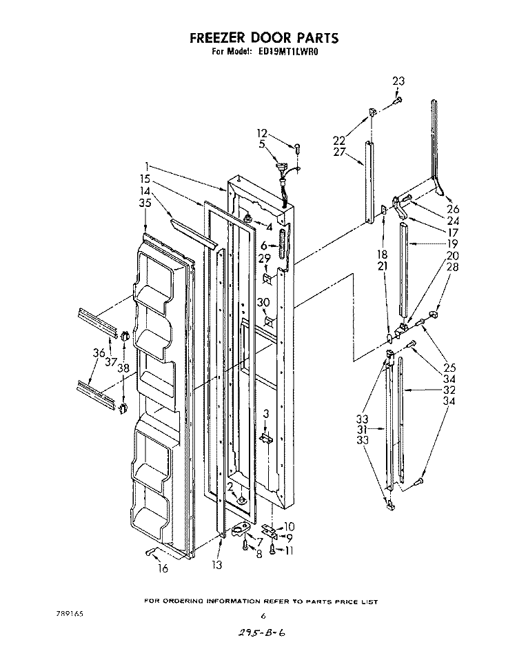 FREEZER DOOR Diagram and Parts List for ED19MT1LWR0  Whirlpool Refrigerator