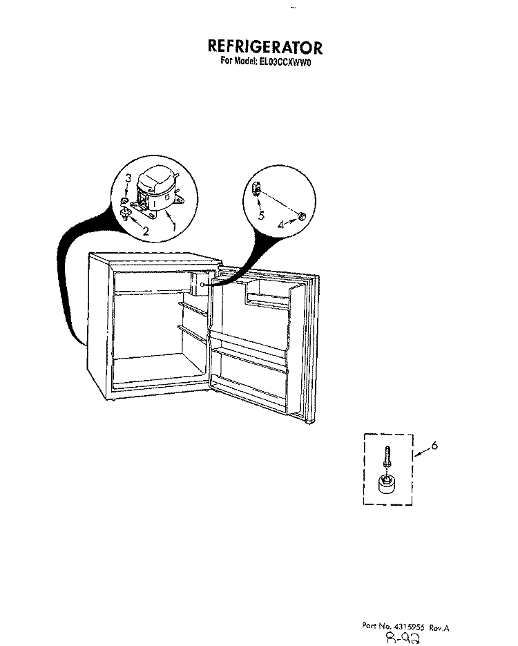 SECTION Diagram and Parts List for EL03CCXWW0  Whirlpool Refrigerator