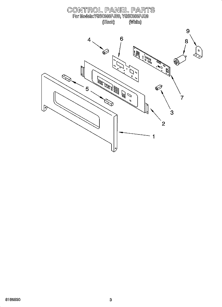 CONTROL PANEL PARTS Diagram and Parts List for YGSC308PJB0  Whirlpool Microwave Oven Combo