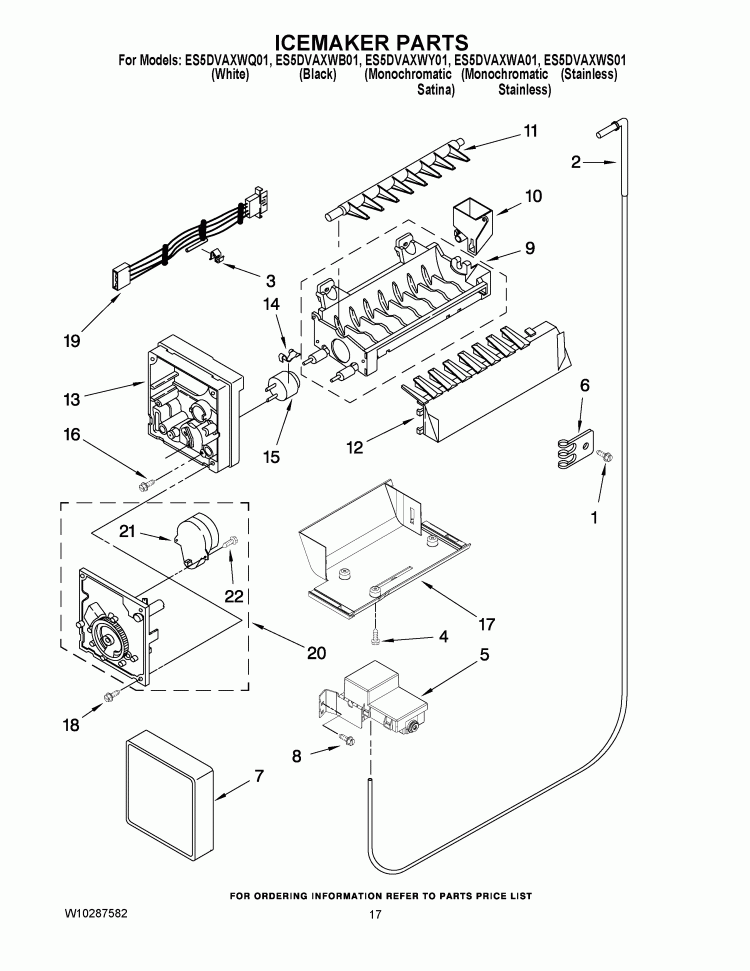 ICEMAKER PARTS Diagram and Parts List for ES5DVAXWS01  Whirlpool Refrigerator
