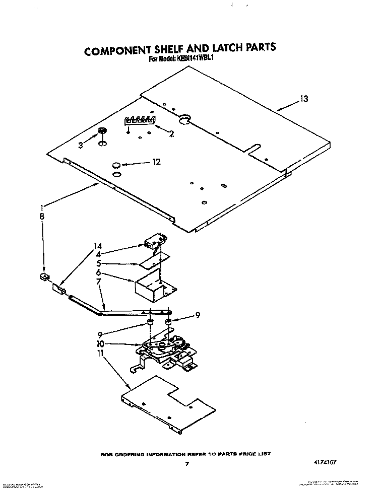 COMPONENT SHELF AND LATCH Diagram and Parts List for KEBI141WBL1  KitchenAid Wall Oven