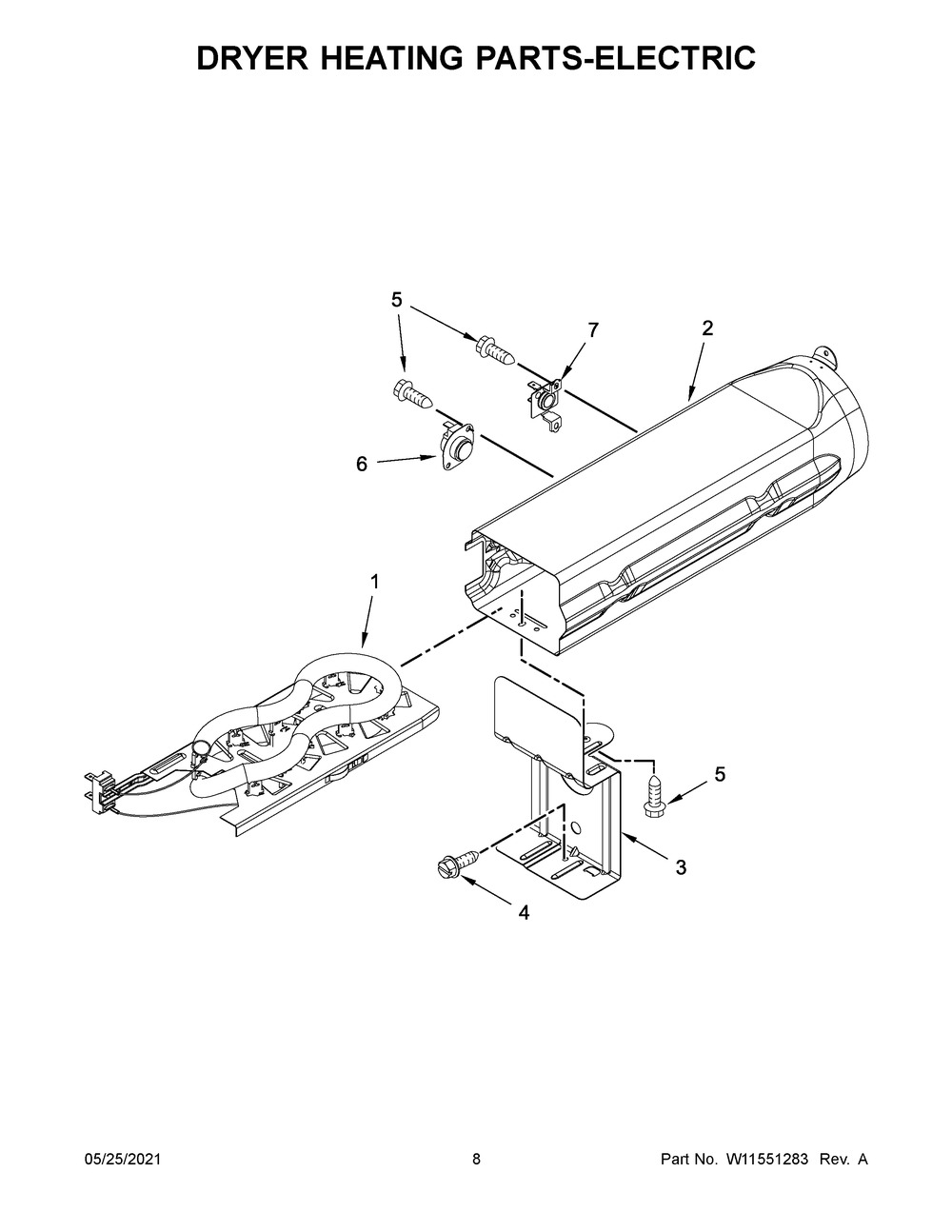 Dryer Heating Parts-Electric Diagram and Parts List for MED7230HC2  Whirlpool Dryer