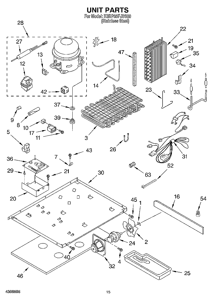 UNIT Diagram and Parts List for KSBP25FJSS00  KitchenAid Refrigerator