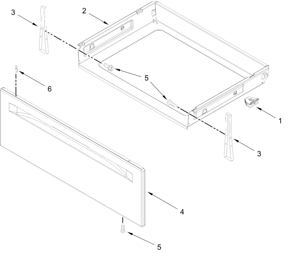 Drawer Parts Diagram and Parts List for WFGS5030RB0,WFGS5030RW0  Whirlpool Range