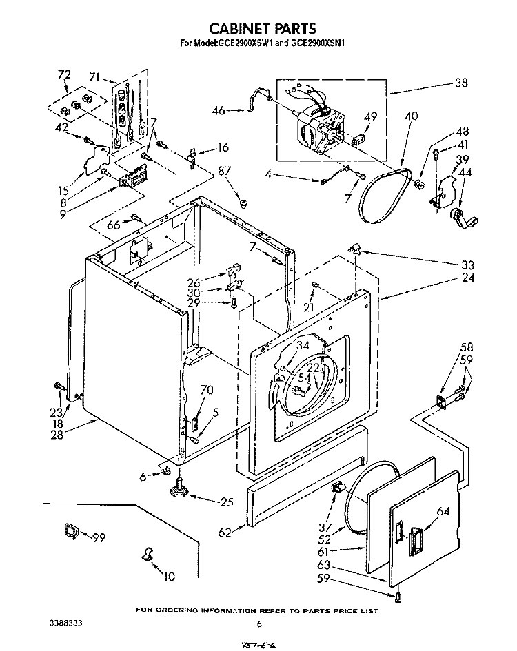 SECTION Diagram and Parts List for GCE2900XSN1  Whirlpool Dryer