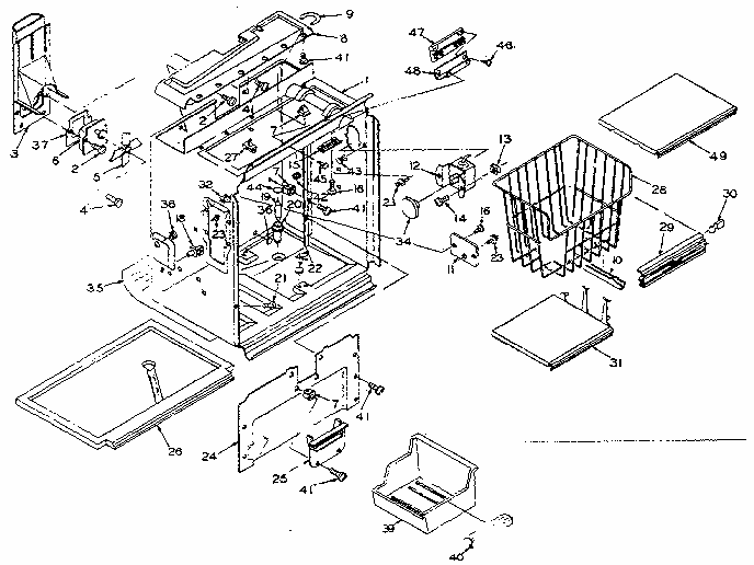 Freezer Section Parts Diagram and Parts List for 106R16GIM  Kenmore Refrigerator