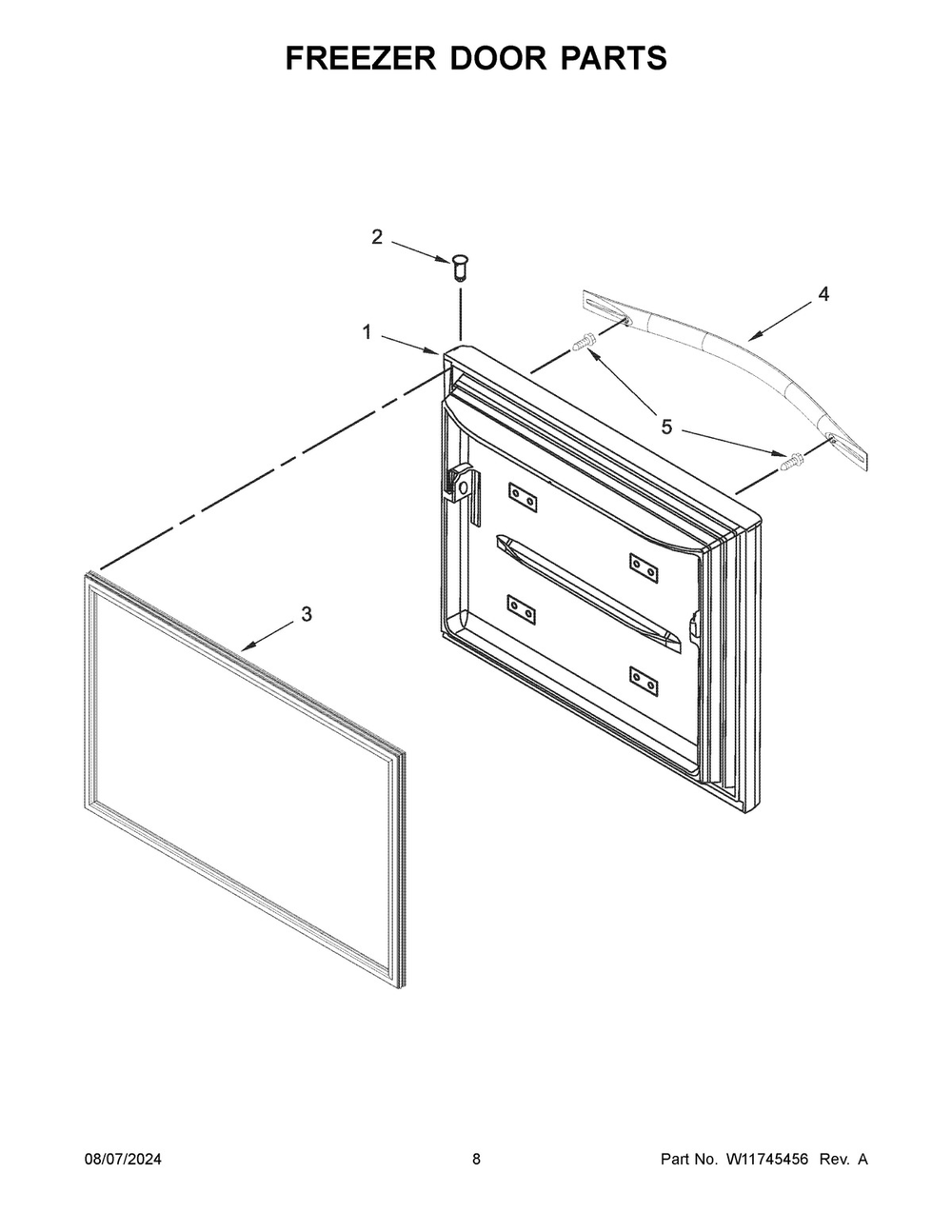 05 - Freezer Door Parts Diagram and Parts List for WRF560SMHV05  Whirlpool Refrigerator