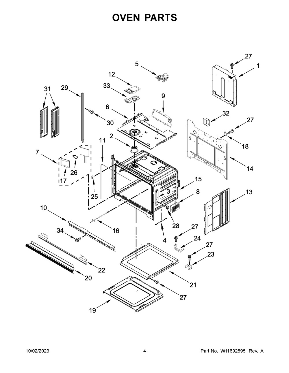 Oven Parts Diagram and Parts List for WOES3030LS01  Whirlpool Wall Oven