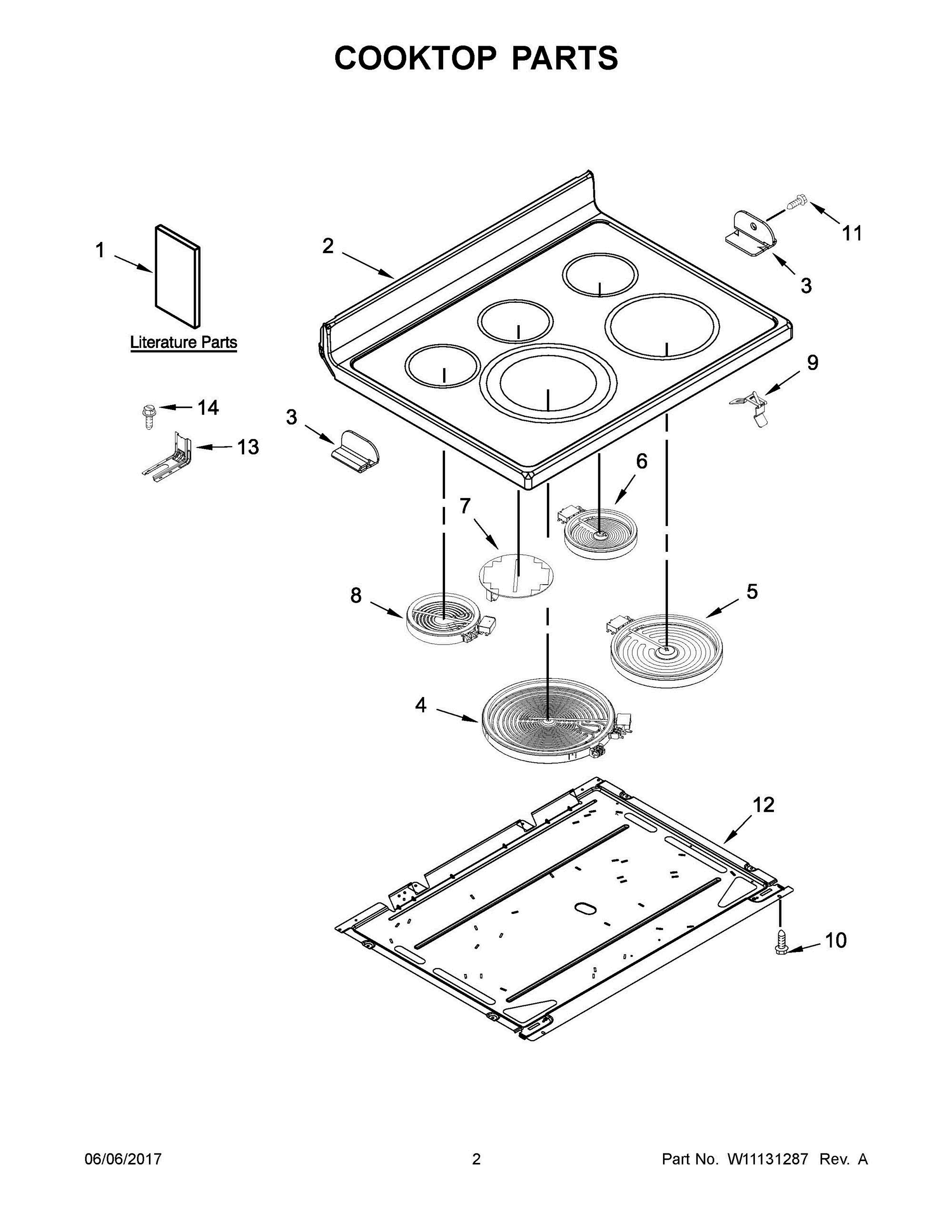 02 - COOKTOP PARTS Diagram and Parts List for KFEG500EBS2  Whirlpool Range